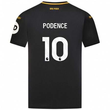 Kandiny Gyermek Daniel Podence #10 Fekete Idegenbeli Jersey 2024/25 Mez Póló Ing