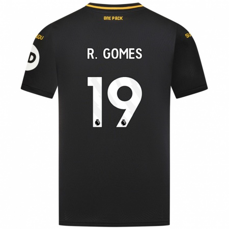 Kandiny Gyermek Rodrigo Gomes #19 Fekete Idegenbeli Jersey 2024/25 Mez Póló Ing