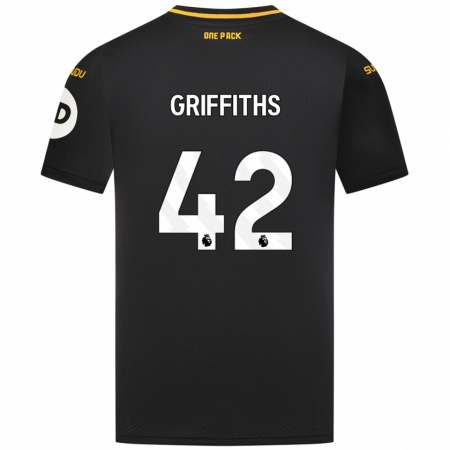 Kandiny Gyermek Harvey Griffiths #42 Fekete Idegenbeli Jersey 2024/25 Mez Póló Ing