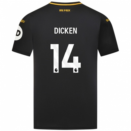 Kandiny Gyermek Amy Dicken #14 Fekete Idegenbeli Jersey 2024/25 Mez Póló Ing