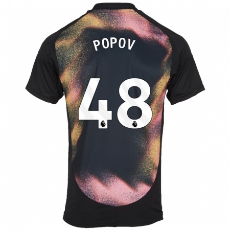 Kandiny Gyermek Chris Popov #48 Fekete Fehér Idegenbeli Jersey 2024/25 Mez Póló Ing