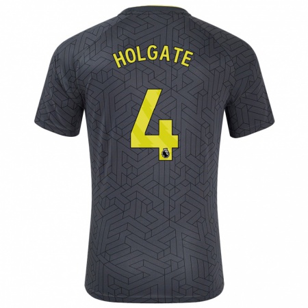 Kandiny Gyermek Mason Holgate #4 Fekete Sárga Idegenbeli Jersey 2024/25 Mez Póló Ing