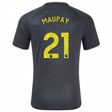 Kandiny Gyermek Neal Maupay #21 Fekete Sárga Idegenbeli Jersey 2024/25 Mez Póló Ing