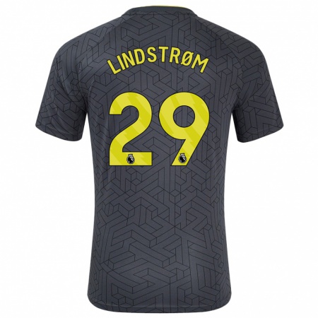 Kandiny Gyermek Jesper Lindstrøm #29 Fekete Sárga Idegenbeli Jersey 2024/25 Mez Póló Ing