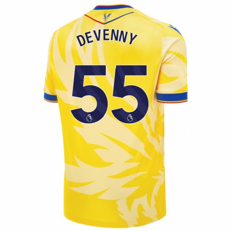 Kandiny Gyermek Justin Devenny #55 Sárga Idegenbeli Jersey 2024/25 Mez Póló Ing