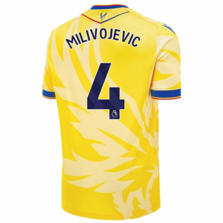 Kandiny Gyermek Luka Milivojevic #4 Sárga Idegenbeli Jersey 2024/25 Mez Póló Ing