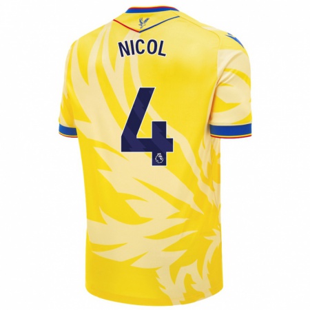 Kandiny Gyermek Leigh Nicol #4 Sárga Idegenbeli Jersey 2024/25 Mez Póló Ing