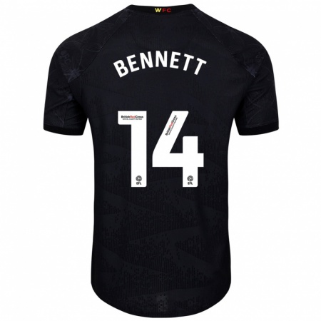 Kandiny Gyermek Harley Bennett #14 Fekete Fehér Idegenbeli Jersey 2024/25 Mez Póló Ing