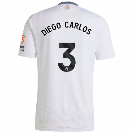 Kandiny Gyermek Diego Carlos #3 Fehér Idegenbeli Jersey 2024/25 Mez Póló Ing