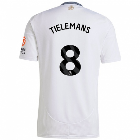 Kandiny Gyermek Youri Tielemans #8 Fehér Idegenbeli Jersey 2024/25 Mez Póló Ing