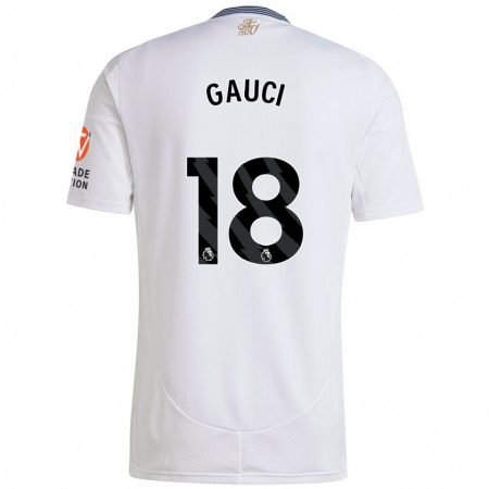 Kandiny Gyermek Joe Gauci #18 Fehér Idegenbeli Jersey 2024/25 Mez Póló Ing