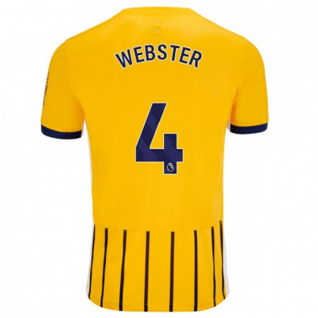 Kandiny Gyermek Adam Webster #4 Arany Kék Csíkos Idegenbeli Jersey 2024/25 Mez Póló Ing