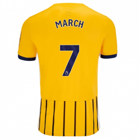 Kandiny Gyermek Solly March #7 Arany Kék Csíkos Idegenbeli Jersey 2024/25 Mez Póló Ing