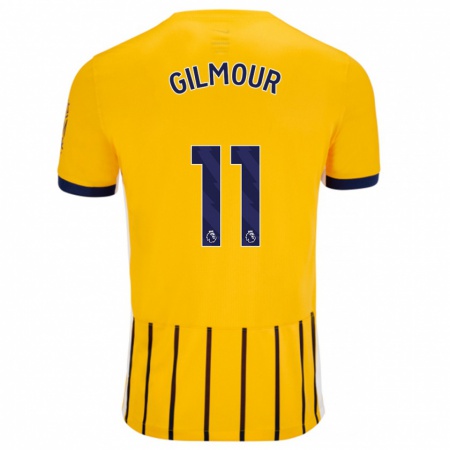 Kandiny Gyermek Billy Gilmour #11 Arany Kék Csíkos Idegenbeli Jersey 2024/25 Mez Póló Ing