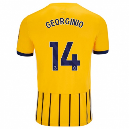 Kandiny Gyermek Georginio Rutter #14 Arany Kék Csíkos Idegenbeli Jersey 2024/25 Mez Póló Ing