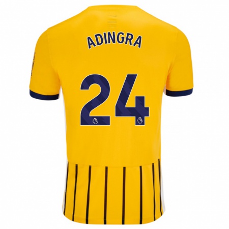 Kandiny Gyermek Simon Adingra #24 Arany Kék Csíkos Idegenbeli Jersey 2024/25 Mez Póló Ing