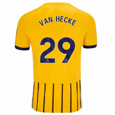 Kandiny Gyermek Jan Paul Van Hecke #29 Arany Kék Csíkos Idegenbeli Jersey 2024/25 Mez Póló Ing