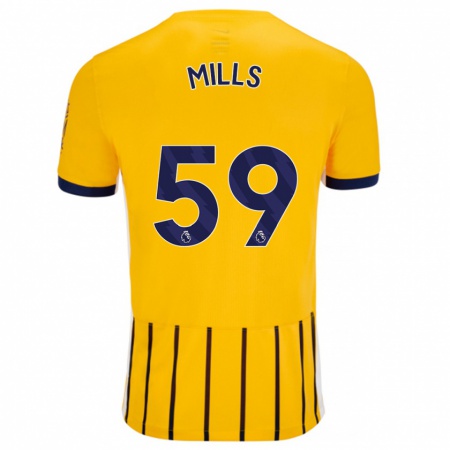 Kandiny Gyermek Harry Mills #59 Arany Kék Csíkos Idegenbeli Jersey 2024/25 Mez Póló Ing