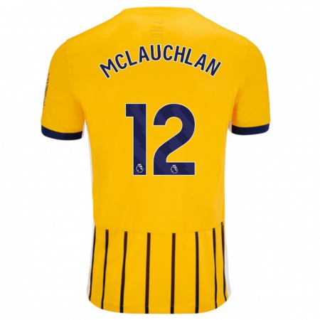 Kandiny Gyermek Rachel Mclauchlan #12 Arany Kék Csíkos Idegenbeli Jersey 2024/25 Mez Póló Ing