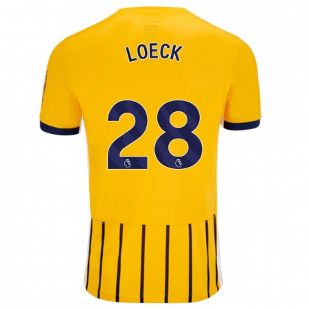 Kandiny Gyermek Melina Loeck #28 Arany Kék Csíkos Idegenbeli Jersey 2024/25 Mez Póló Ing