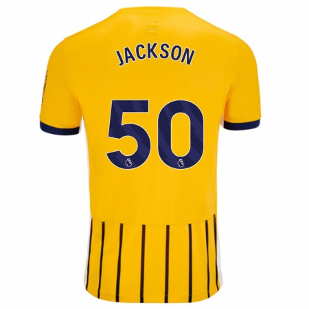 Kandiny Gyermek Ben Jackson #50 Arany Kék Csíkos Idegenbeli Jersey 2024/25 Mez Póló Ing