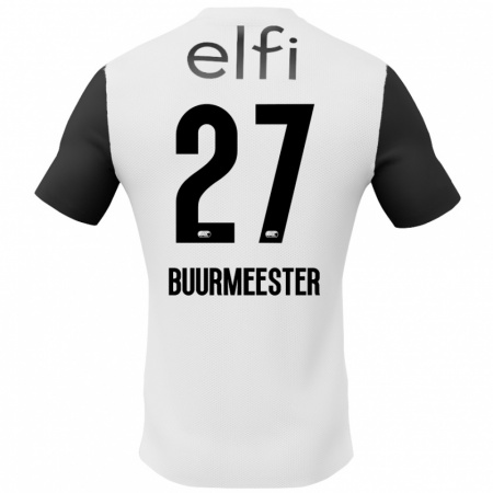 Kandiny Gyermek Zico Buurmeester #27 Fehér Fekete Idegenbeli Jersey 2024/25 Mez Póló Ing