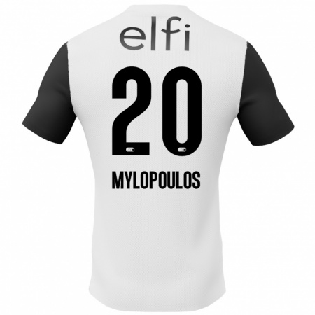 Kandiny Gyermek Marios Mylopoulos #20 Fehér Fekete Idegenbeli Jersey 2024/25 Mez Póló Ing