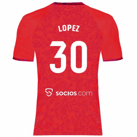 Kandiny Gyermek Alba López #30 Piros Idegenbeli Jersey 2024/25 Mez Póló Ing