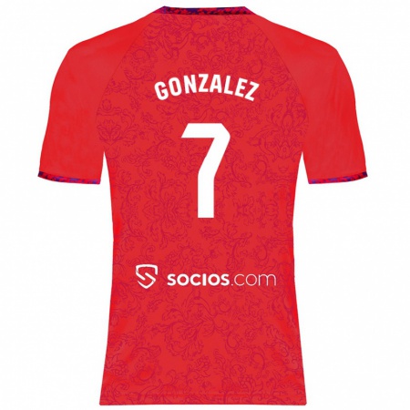 Kandiny Gyermek Juan González #7 Piros Idegenbeli Jersey 2024/25 Mez Póló Ing