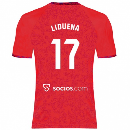 Kandiny Gyermek Daniel Lidueña #17 Piros Idegenbeli Jersey 2024/25 Mez Póló Ing