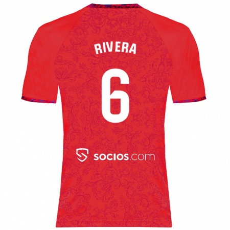 Kandiny Gyermek Pablo Rivera #6 Piros Idegenbeli Jersey 2024/25 Mez Póló Ing