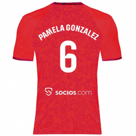 Kandiny Gyermek Cinthia Pamela González Medina #6 Piros Idegenbeli Jersey 2024/25 Mez Póló Ing