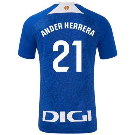 Kandiny Gyermek Ander Herrera #21 Királykék Idegenbeli Jersey 2024/25 Mez Póló Ing