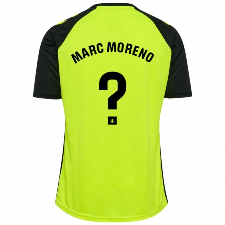 Kandiny Gyermek Marc Moreno #0 Fluoreszkáló Sárga Fekete Idegenbeli Jersey 2024/25 Mez Póló Ing