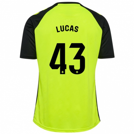 Kandiny Gyermek Lucas Alcázar #43 Fluoreszkáló Sárga Fekete Idegenbeli Jersey 2024/25 Mez Póló Ing