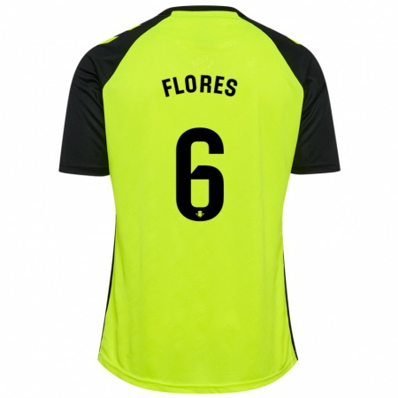 Kandiny Gyermek Mateo Flores #6 Fluoreszkáló Sárga Fekete Idegenbeli Jersey 2024/25 Mez Póló Ing