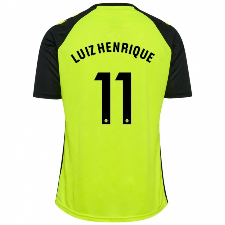 Kandiny Gyermek Luiz Henrique #11 Fluoreszkáló Sárga Fekete Idegenbeli Jersey 2024/25 Mez Póló Ing