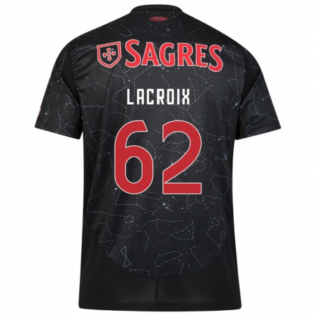 Kandiny Gyermek Lenny Lacroix #62 Fekete Piros Idegenbeli Jersey 2024/25 Mez Póló Ing