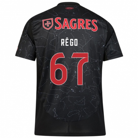 Kandiny Gyermek Rodrigo Rêgo #67 Fekete Piros Idegenbeli Jersey 2024/25 Mez Póló Ing