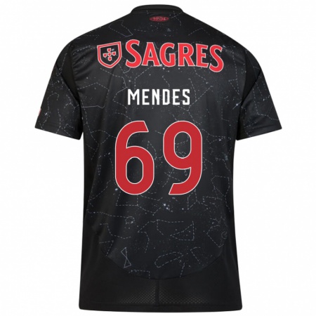 Kandiny Gyermek Vladimir Mendes #69 Fekete Piros Idegenbeli Jersey 2024/25 Mez Póló Ing