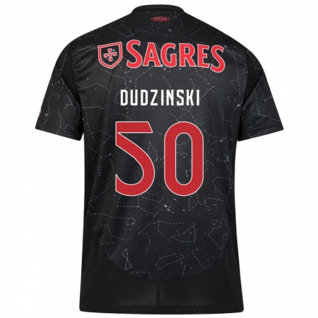 Kandiny Gyermek Marcel Dudzinski #50 Fekete Piros Idegenbeli Jersey 2024/25 Mez Póló Ing