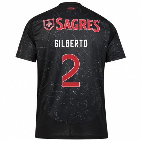 Kandiny Gyermek Gilberto #2 Fekete Piros Idegenbeli Jersey 2024/25 Mez Póló Ing