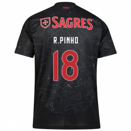 Kandiny Gyermek Rodrigo Pinho #18 Fekete Piros Idegenbeli Jersey 2024/25 Mez Póló Ing