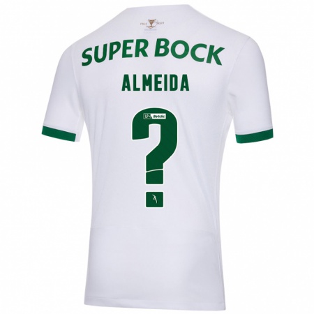 Kandiny Gyermek Miguel Almeida #0 Fehér Zöld Idegenbeli Jersey 2024/25 Mez Póló Ing