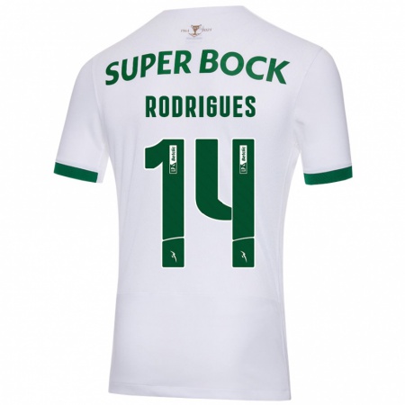 Kandiny Gyermek Paulo Rodrigues #14 Fehér Zöld Idegenbeli Jersey 2024/25 Mez Póló Ing