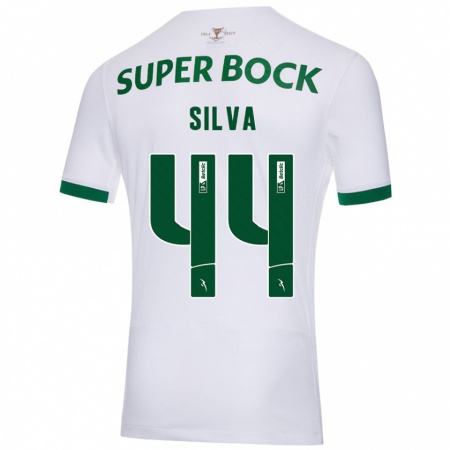 Kandiny Gyermek Pedro Silva #44 Fehér Zöld Idegenbeli Jersey 2024/25 Mez Póló Ing