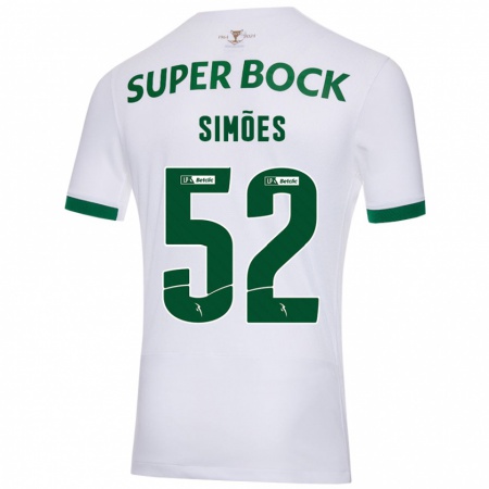 Kandiny Gyermek João Simões #52 Fehér Zöld Idegenbeli Jersey 2024/25 Mez Póló Ing