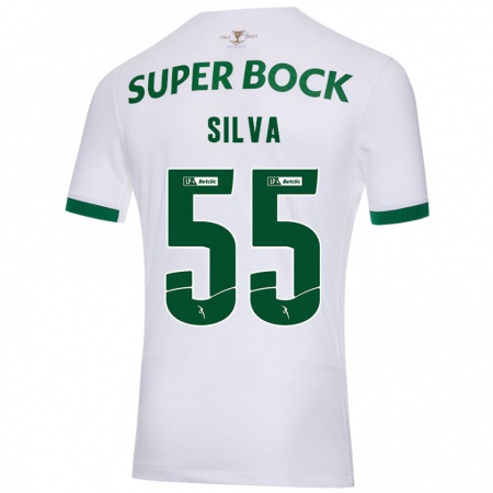 Kandiny Gyermek José Silva #55 Fehér Zöld Idegenbeli Jersey 2024/25 Mez Póló Ing