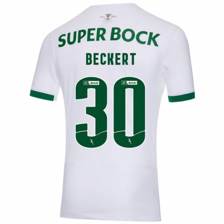 Kandiny Gyermek Carolina Beckert #30 Fehér Zöld Idegenbeli Jersey 2024/25 Mez Póló Ing