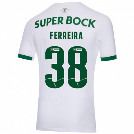 Kandiny Gyermek Marta Ferreira #38 Fehér Zöld Idegenbeli Jersey 2024/25 Mez Póló Ing